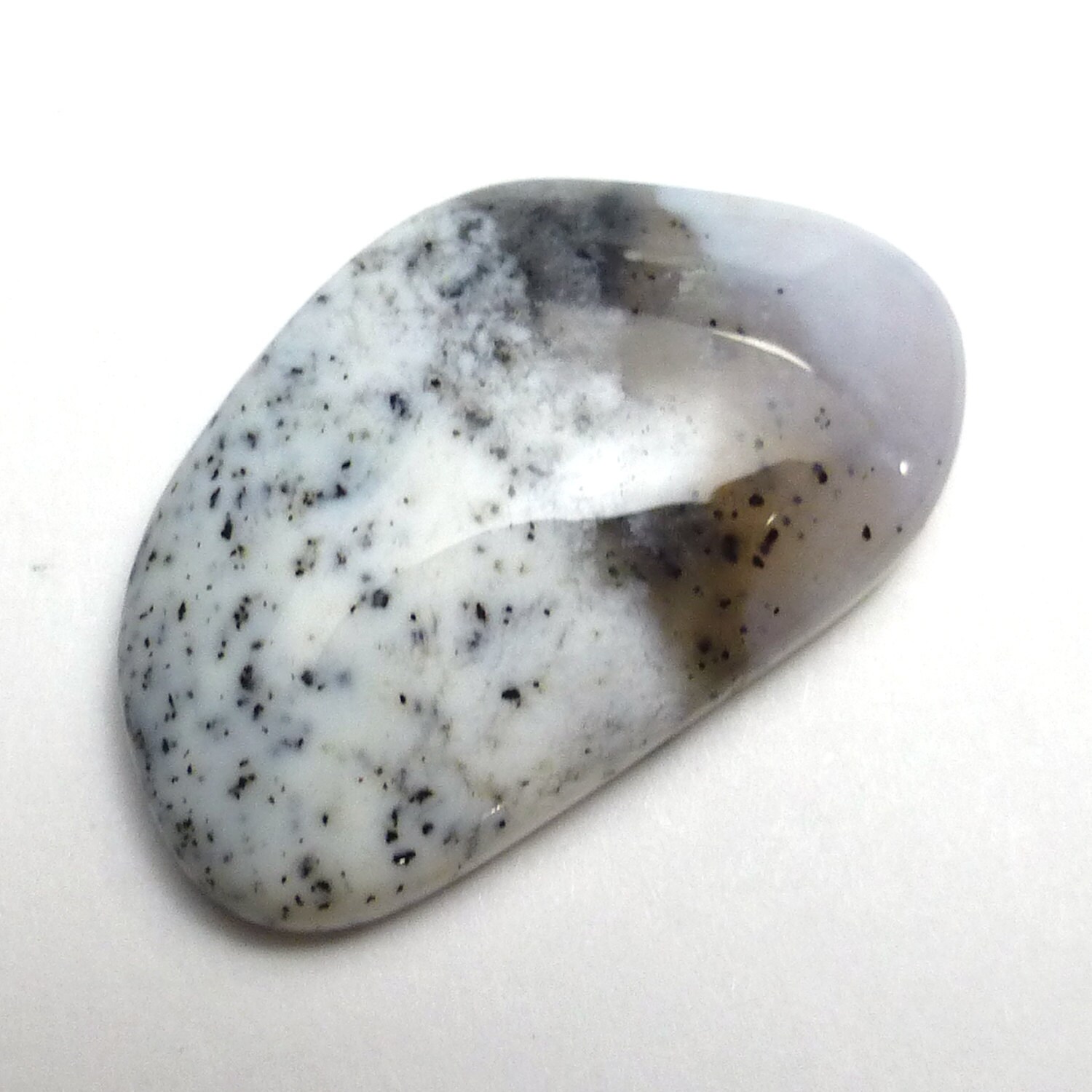 12.140 Carats Dendritic Opal Cabochon Opalite Branch Tree Moss Merlinite Cab Opaque Free Form Unique Rare Lisajoy Sachs Design White Black 12.140 Carats Dendritic Opal Cabochon Opalite Branch Tree Moss Merlinite Cab Opaque Free Form Unique Rare Lisajoy Sachs Design White Black