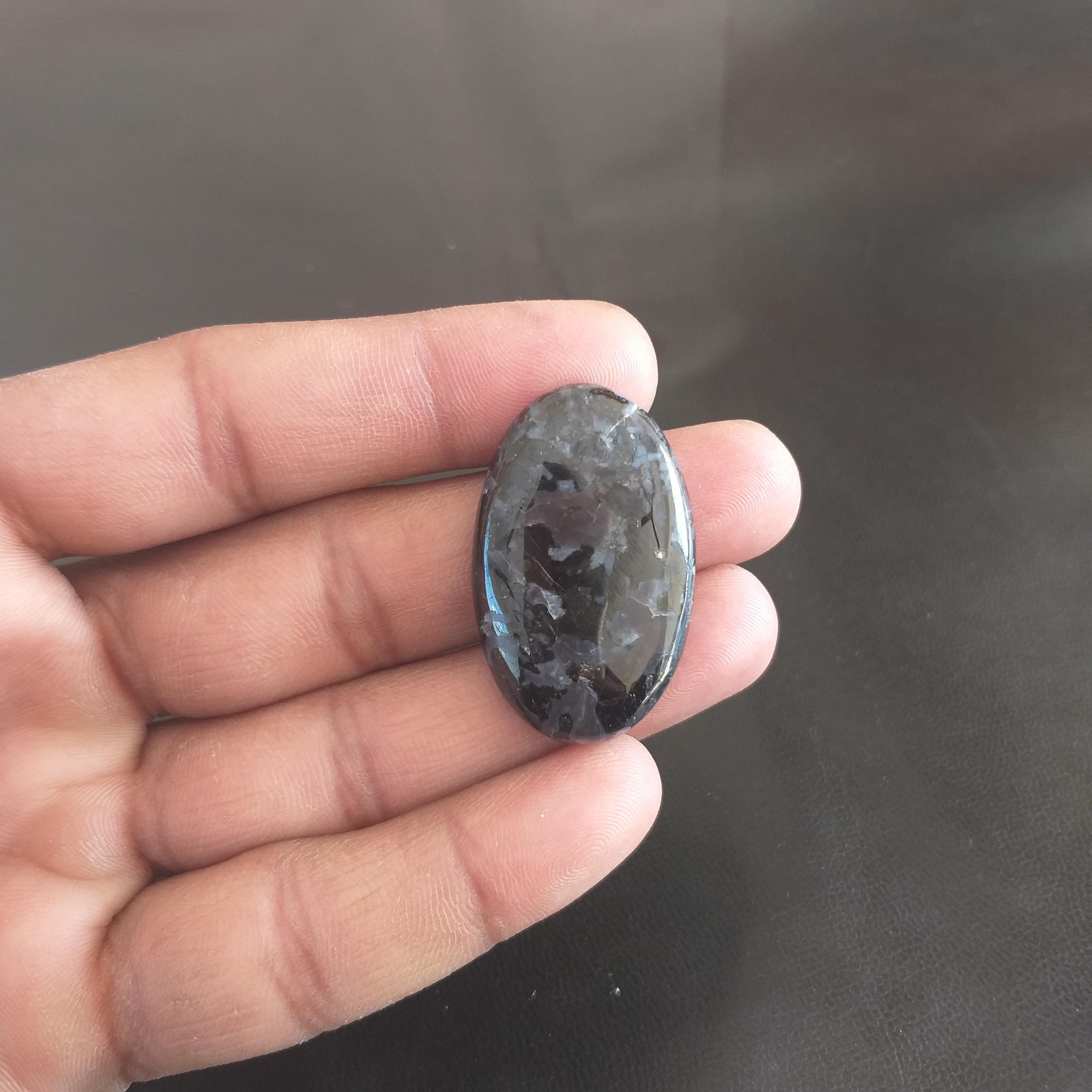 Natural Indigo Gabbro Gemstone Cabochon: Oval Shape For Pendant (37x23x6 Mm, 55 Carat ) Natural Indigo Gabbro Gemstone Cabochon: Oval Shape For Pendant (37x23x6 Mm, 55 Carat )
