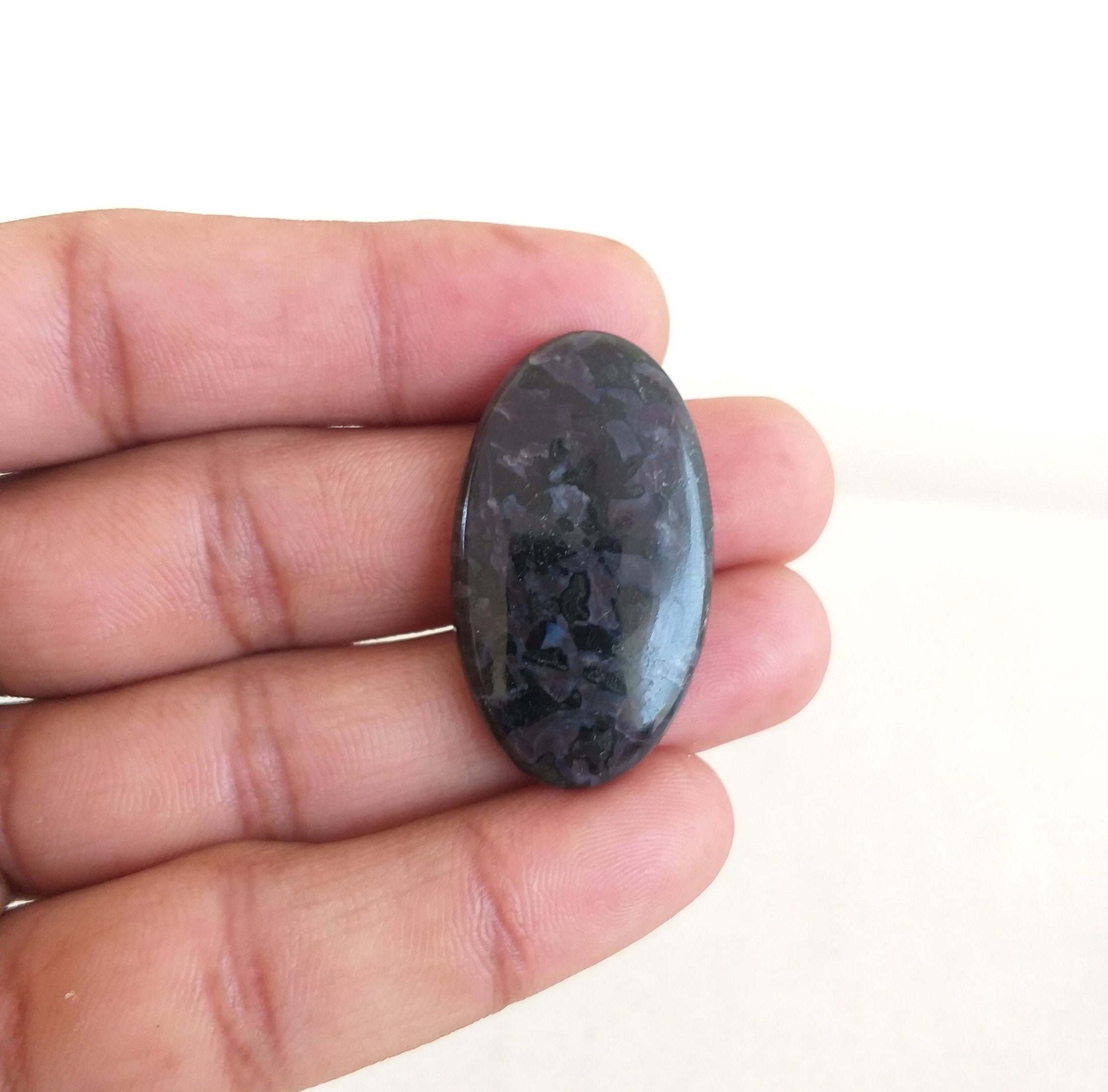 Oval Indigo Gabbro Cabochon: Aaa Grade Gemstone, 37.5 Carat