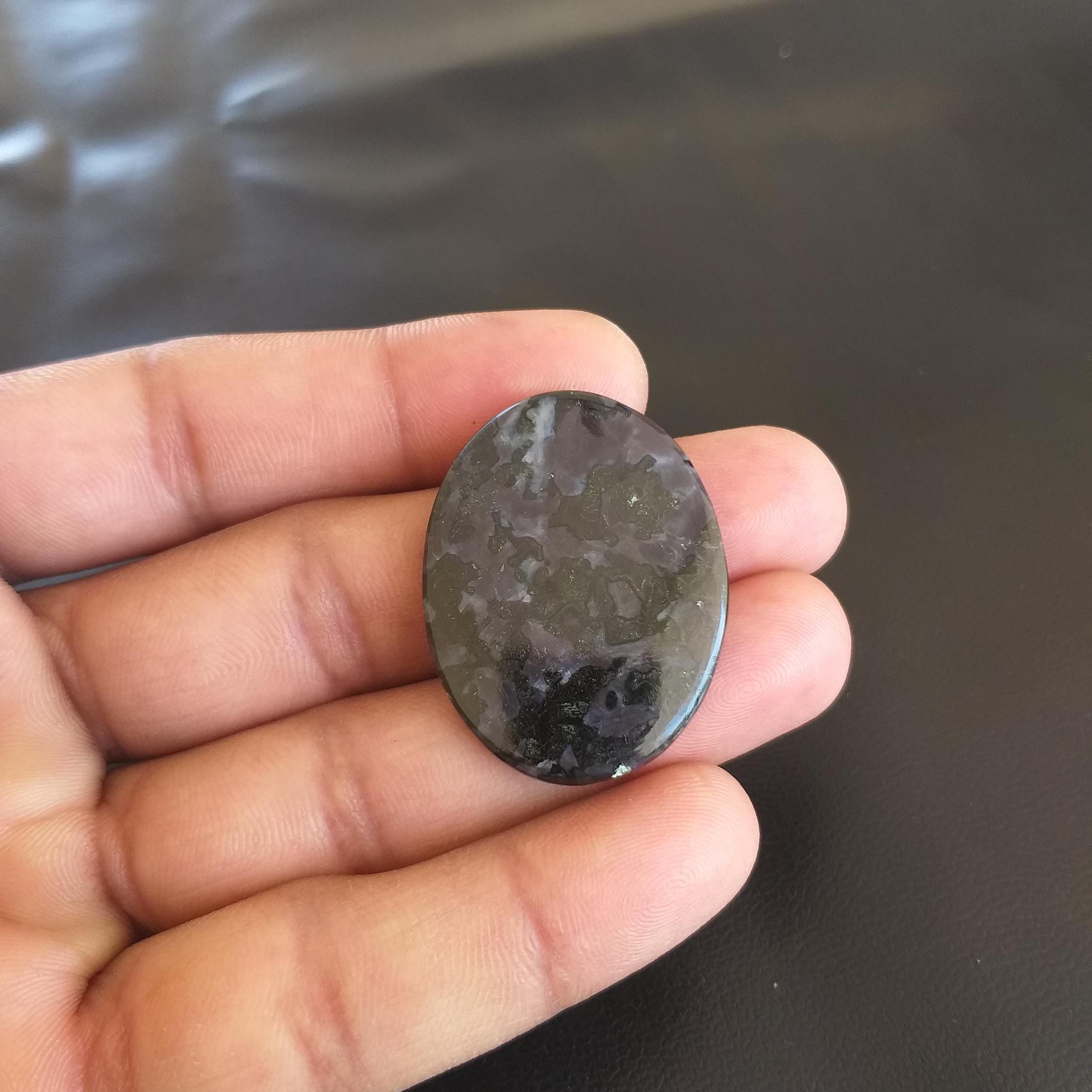 Indigo Gabbro Stone Cabochon: Oval Gemstone Pendant (37x28x4 Mm, 40 Carat
