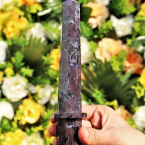 Indigo Gabbro Merlinite Obelisk: 8-Faceted Healing Tower, 215MM Indigo Gabbro Merlinite Obelisk: 8-Faceted Healing Tower, 215MM