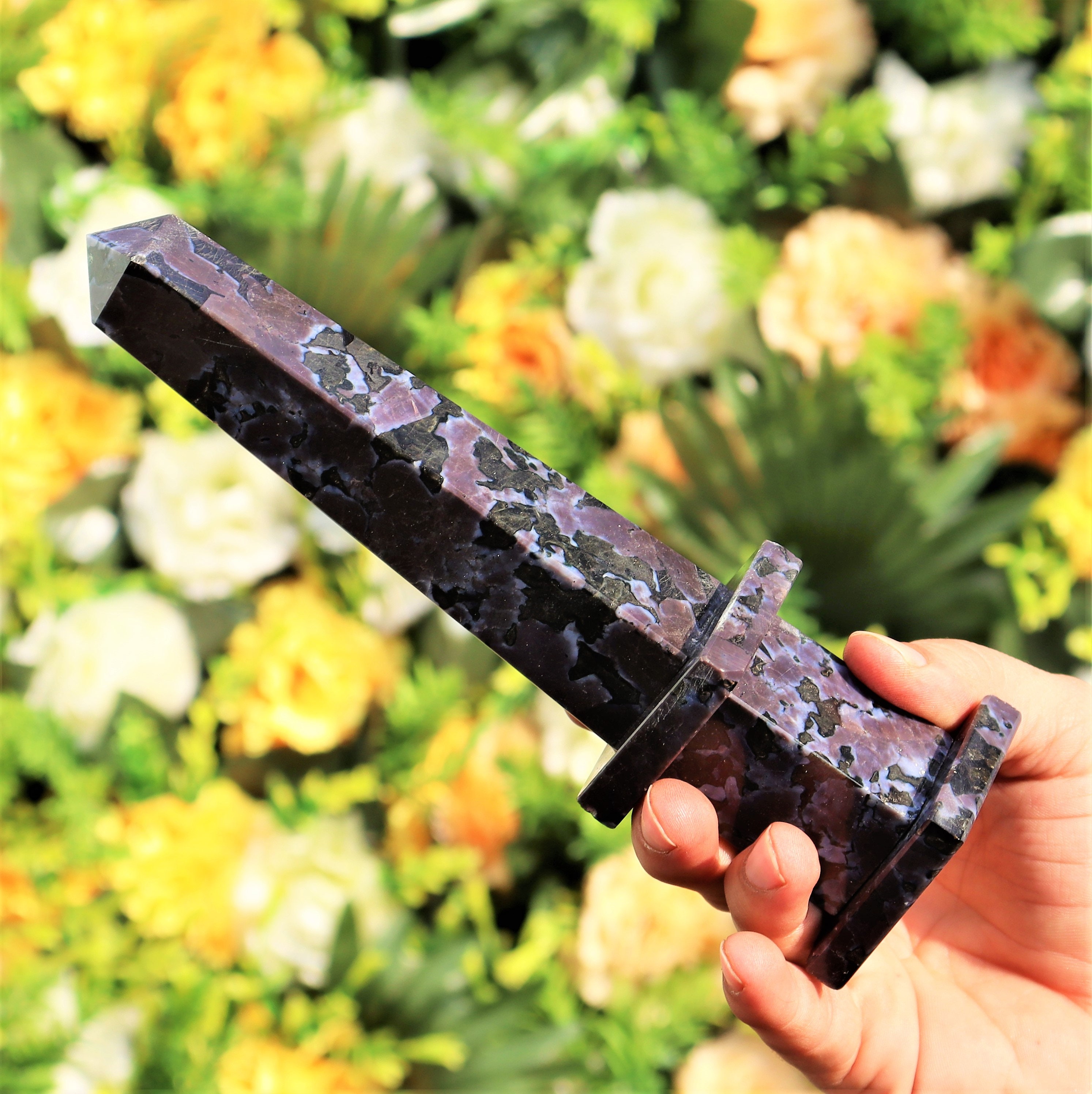 Indigo Gabbro Merlinite Obelisk Tower: Metaphysical Healing Crystal, 200mm