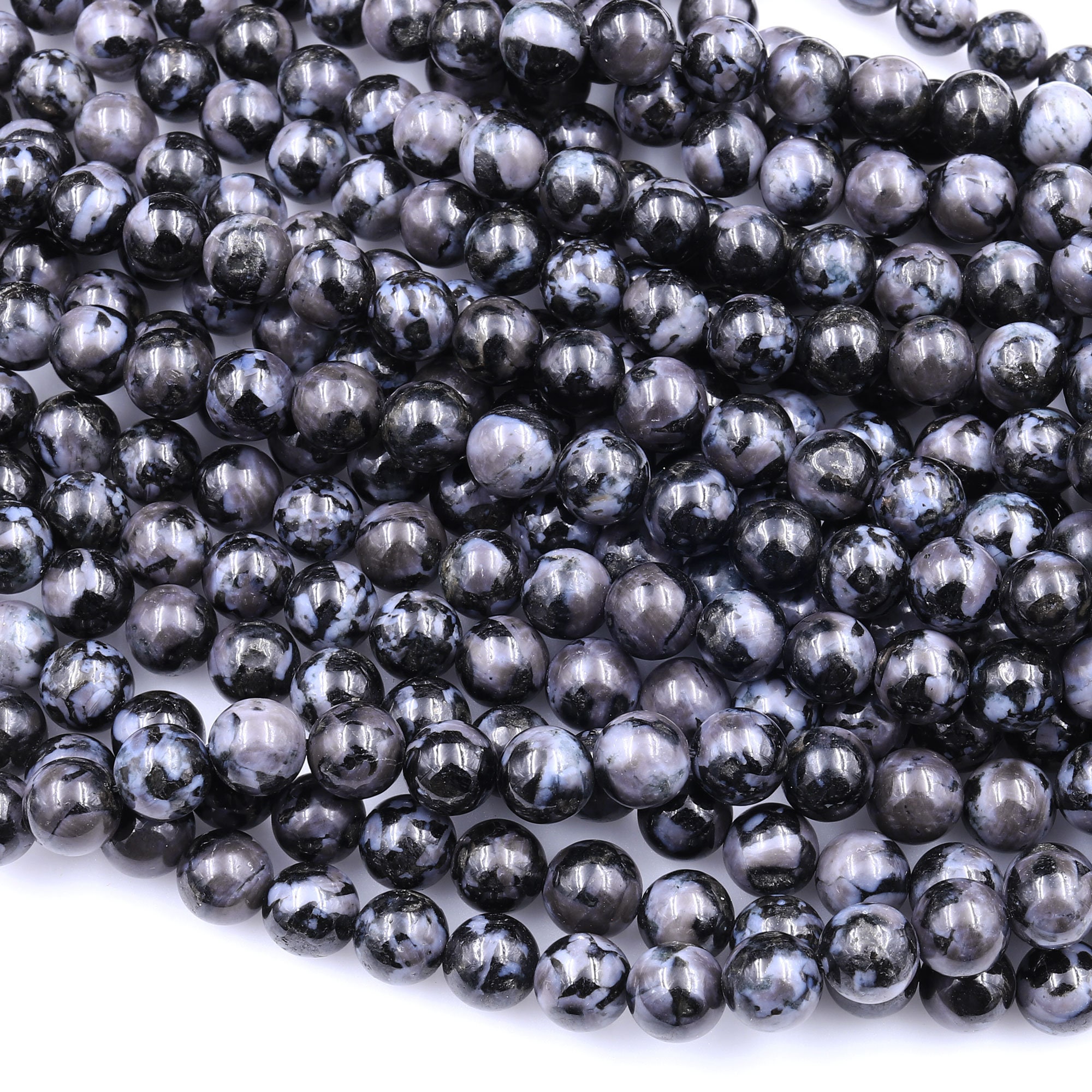 Aaa Natural Indigo Gabbro 4mm 6mm 8mm 10mm Round Beads Aka Mystic Merlinite 15.5" Strand