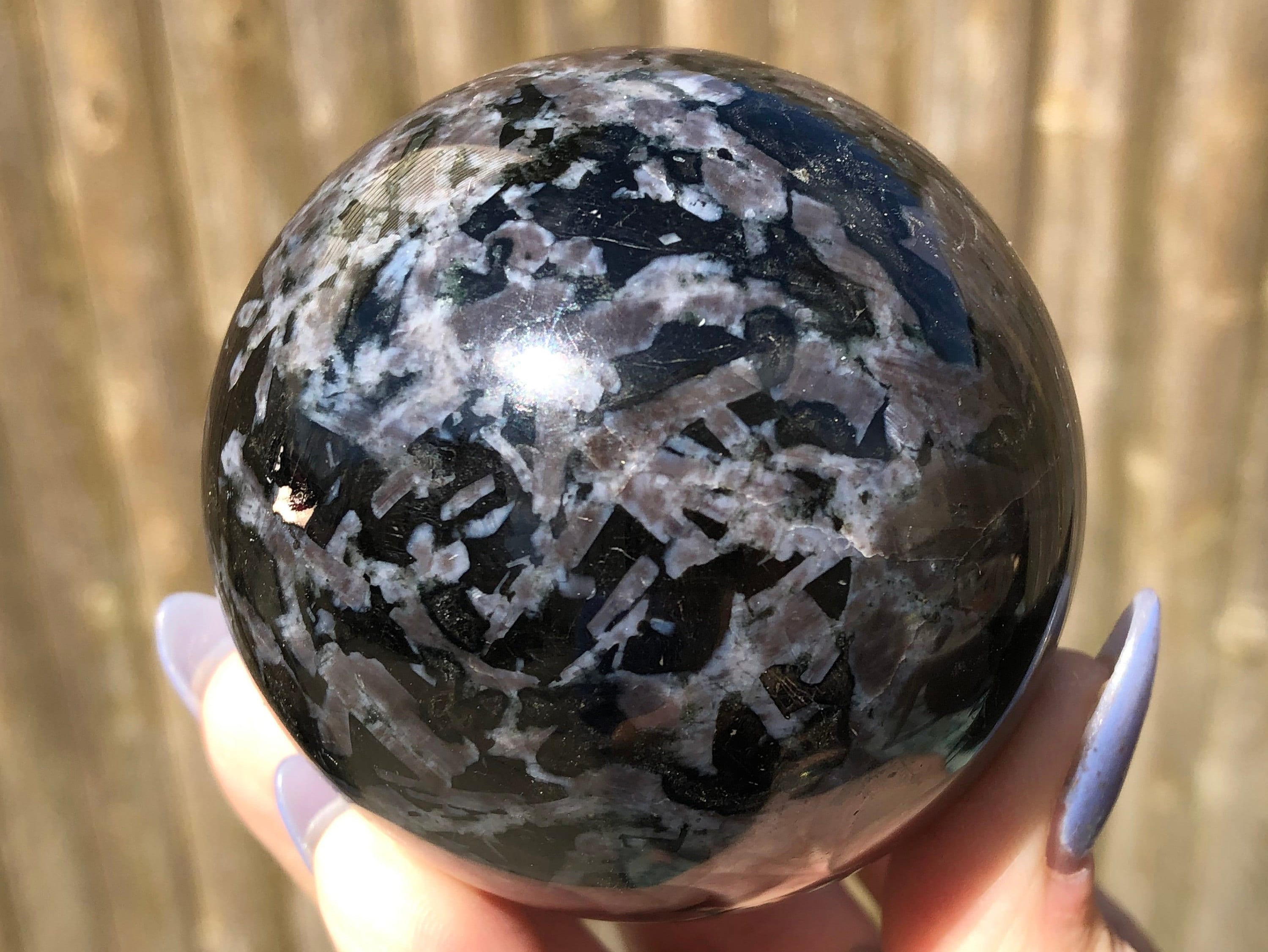 2.5" Indigo Gabbro Sphere #1 Crystal Ball, Mystical Merlinite, Gemstone Home Decor, Witchy , Birthday Gift For Best Friend