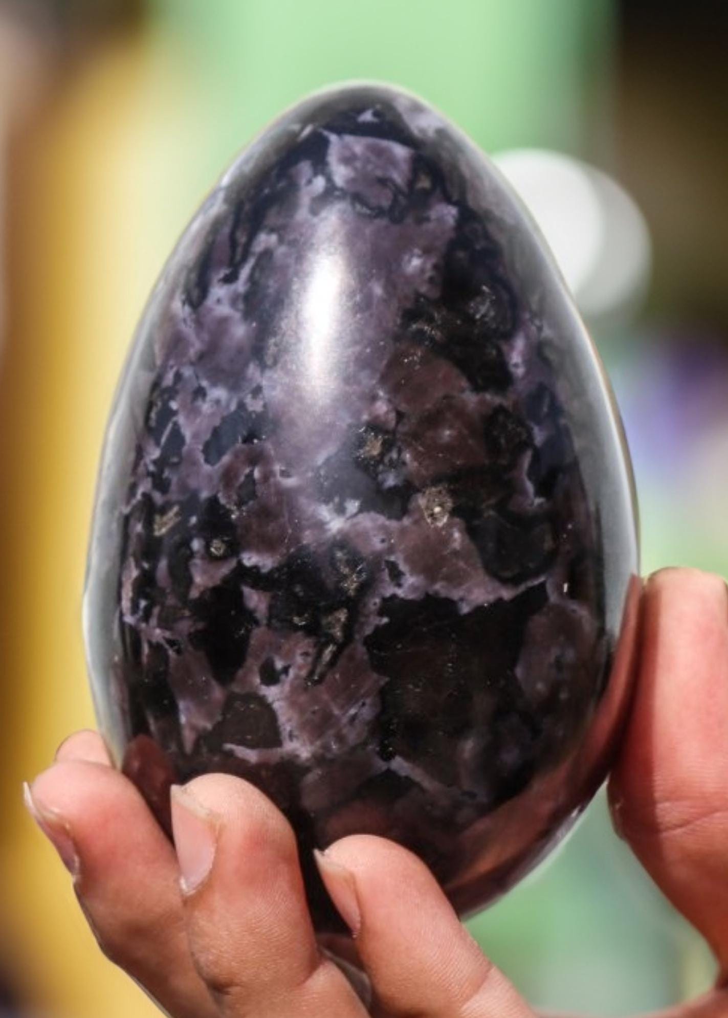 Indigo Gabbro Egg: Natural Merlinite Crystal, Gothic Home Decor