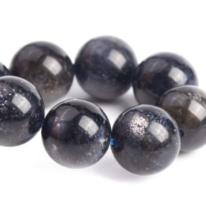 10-11MM Iolite Beads Black Purple Bracelet Grade AA+ Genuine Natural Round Gemstone 8" (121309h-3686)