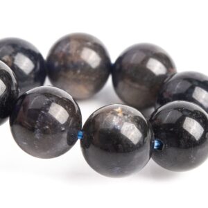 10MM Iolite Beads Black Purple Bracelet Grade AAA Genuine Natural Round Gemstone 7.5" (121231h-3107)