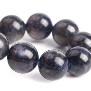 10MM Iolite Beads Black Purple Bracelet Grade AA Genuine Natural Round Gemstone 7.5" (121306h-3686)