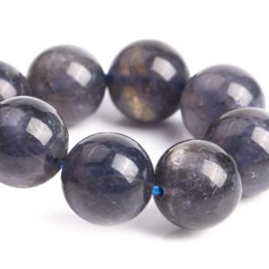 10MM Iolite Beads Deep Gray Purple Bracelet Grade AA+ Genuine Natural Round Gemstone 7.5" (121305h-3686)