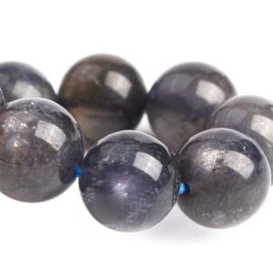 10MM Iolite Beads Deep Gray Purple Bracelet Grade AA+ Genuine Natural Round Gemstone 7.5" (121304h-3686)