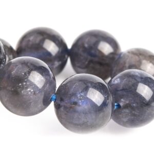 10MM Iolite Beads Deep Gray Purple Bracelet Grade AA+ Genuine Natural Round Gemstone 7.5" (121232h-3107)
