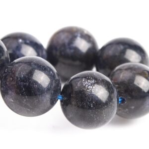 11-12MM Iolite Beads Black Purple Bracelet Grade AA Genuine Natural Round Gemstone 8" (121318h-3686)