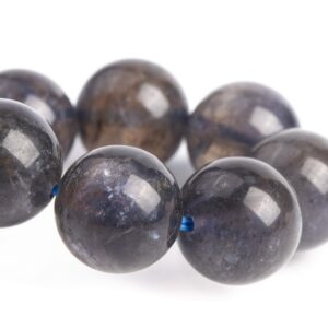 11-12MM Iolite Beads Gary Purple Bracelet Grade AA+ Genuine Natural Round Gemstone 8" (121317h-3686)
