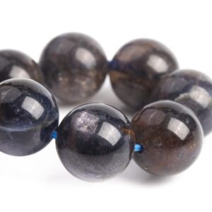 11MM Iolite Beads Black Purple Bracelet Grade AA Genuine Natural Round Gemstone 7.5" (121312h-3686)