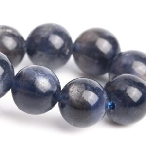 6-7MM Iolite Beads Black Blue Bracelet Grade AA+ Genuine Natural Round Gemstone 6" (121186h-3104)