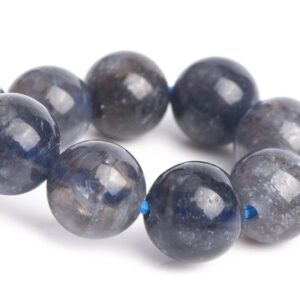 6-7MM Iolite Beads Gray Blue Bracelet Grade AA+ Genuine Natural Round Gemstone 6" (121187h-3104)