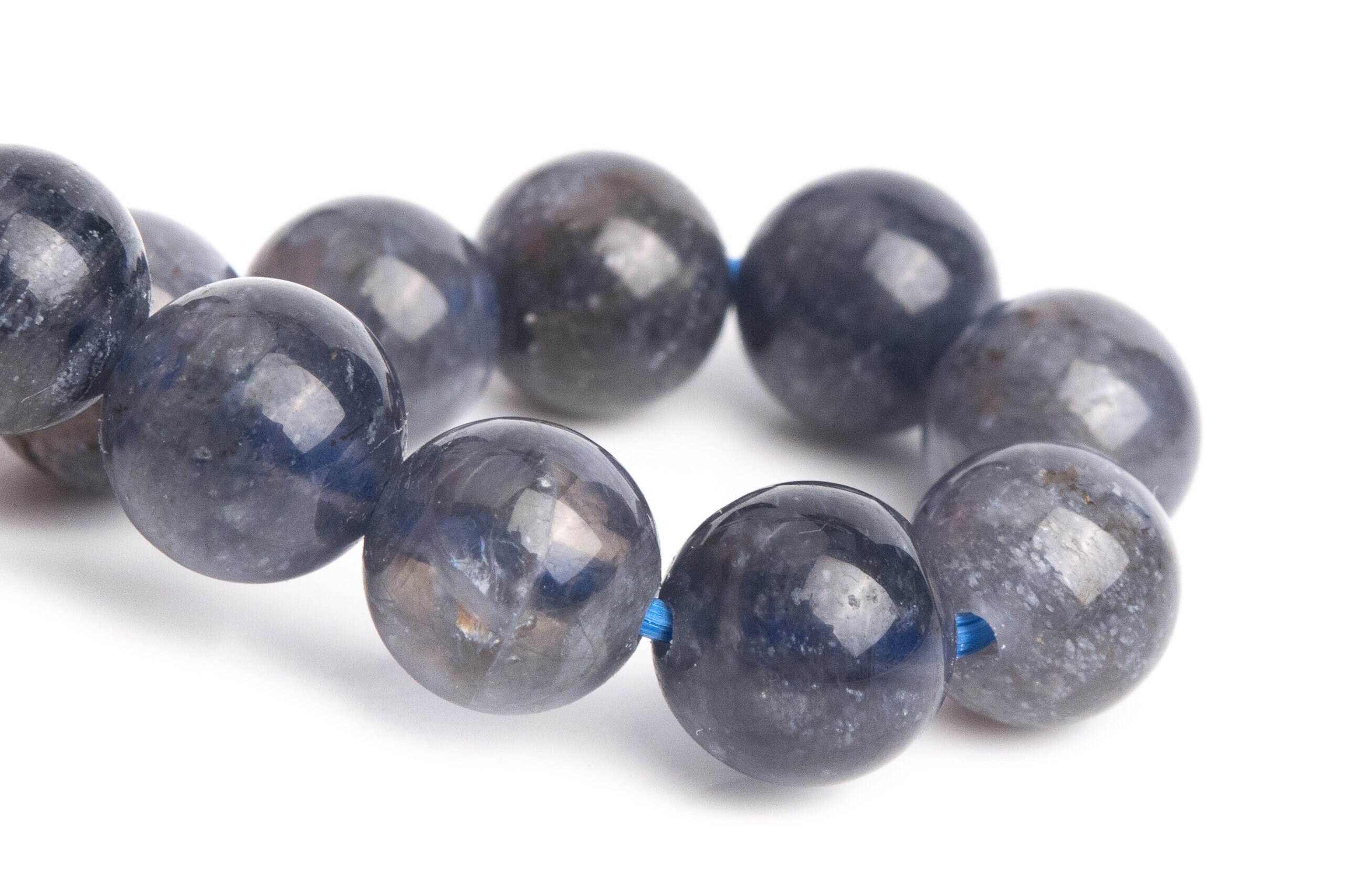 6-7mm Iolite Beads Gray Blue Bracelet Grade Aa+ Genuine Natural Round Gemstone 6" (121187h-3104)