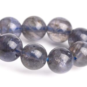 6-7MM Iolite Beads Transparent Gray Purple Bracelet Grade AA+ Genuine Natural Round Gemstone 6" (121182h-3104)