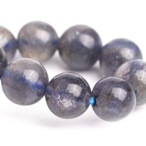 6-7MM Iolite Beads Gray Purple Bracelet Grade AA+ Genuine Natural Round Gemstone 6" (121181h-3104)