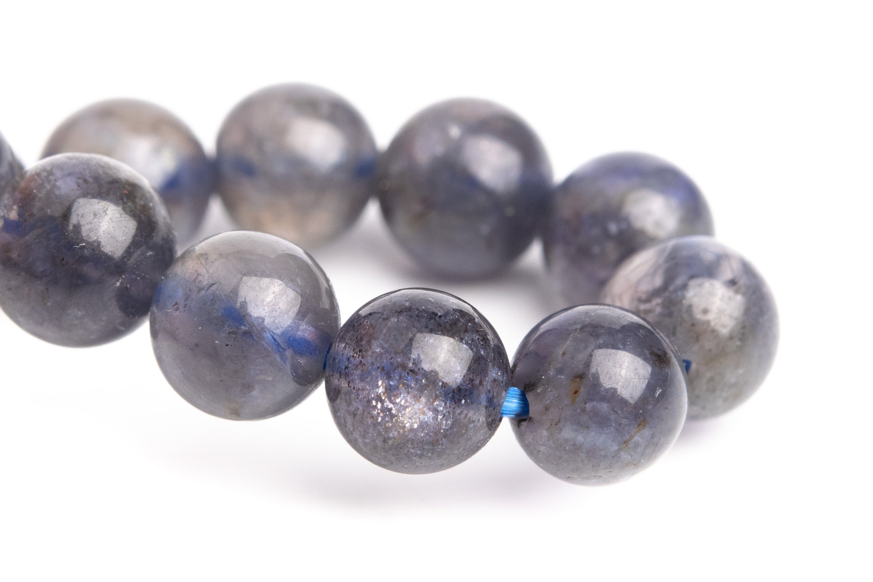 6-7mm Iolite Beads Gray Purple Bracelet Grade Aa+ Genuine Natural Round Gemstone 6" (121181h-3104)