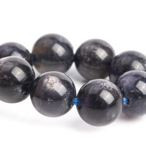7-8MM Iolite Beads Black Bracelet Grade AAA Genuine Natural Round Gemstone 7" (121268h-3450)
