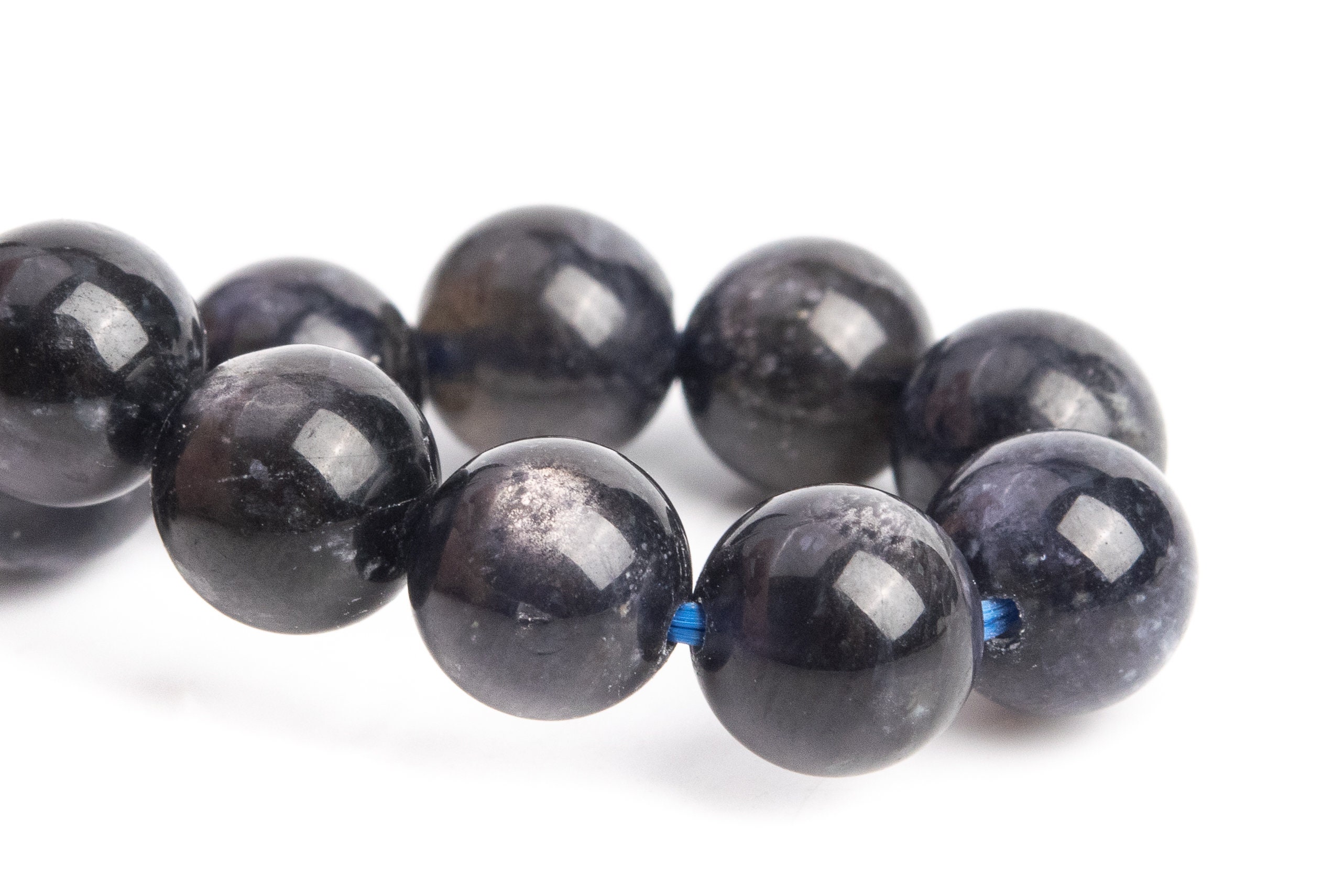 7-8mm Iolite Beads Black Bracelet Grade Aaa Genuine Natural Round Gemstone 7" (121268h-3450)