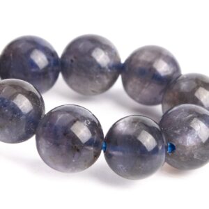 7-8MM Iolite Beads Deep Gray Purple Bracelet Grade AA+ Genuine Natural Round Gemstone 7" (121266h-3450)