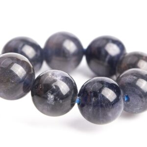 7-8MM Iolite Beads Black Purple Bracelet Grade AA+ Genuine Natural Round Gemstone 7" (121269h-3450)