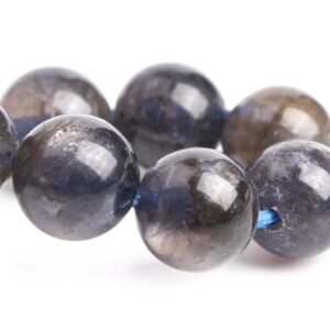 7-8MM Iolite Beads Deep Gray Purple Bracelet Grade AA Genuine Natural Round Gemstone 7" (121267h-3450)