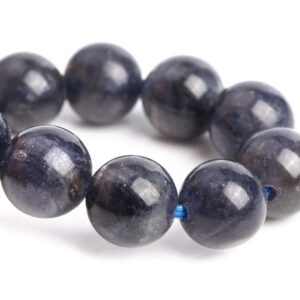7MM Iolite Beads Black Purple Bracelet Grade AAA Genuine Natural Round Gemstone 6.5" (121257h-3450)