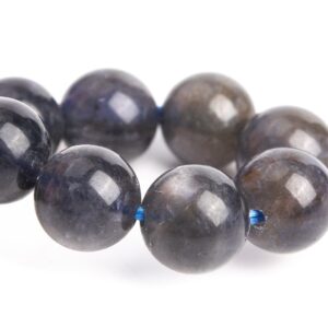 7MM Iolite Beads Deep Gray Purple Bracelet Grade AA+ Genuine Natural Round Gemstone 6.5" (121255h-3450)