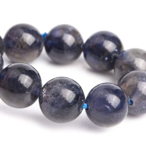 8-9MM Iolite Beads Black Blue Bracelet Grade AAA Genuine Natural Round Gemstone 6" (121201h-3104)