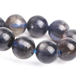 8-9MM Iolite Beads Black Blue Bracelet Grade AAA Genuine Natural Round Gemstone 6" (121204h-3104)