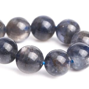 8-9MM Iolite Beads Deep Gray Blue Bracelet Grade AAA Genuine Natural Round Gemstone 6" (121205h-3104)