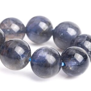 8-9MM Iolite Beads Deep Gray Blue Bracelet Grade AA+ Genuine Natural Round Gemstone 6" (121202h-3104)
