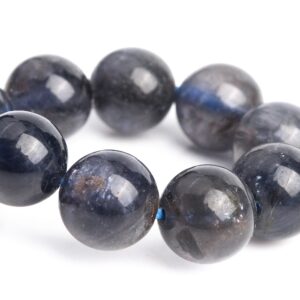 8-9MM Iolite Beads Black Blue Bracelet Grade AA+ Genuine Natural Round Gemstone 6" (121200h-3104)
