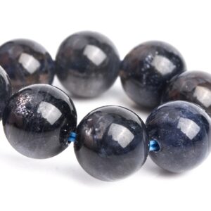 8-9MM Iolite Beads Black Bracelet Grade AAA Genuine Natural Round Gemstone 6" (121208h-3104)