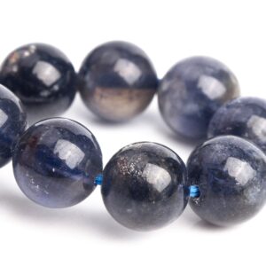 8-9MM Iolite Beads Black Blue Bracelet Grade AAA Genuine Natural Round Gemstone 6" (121203h-3104)