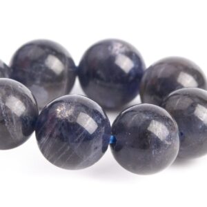 8-9MM Iolite Beads Deep Gray Purple Bracelet Grade AA+ Genuine Natural Round Gemstone 7" (121286h-3685)