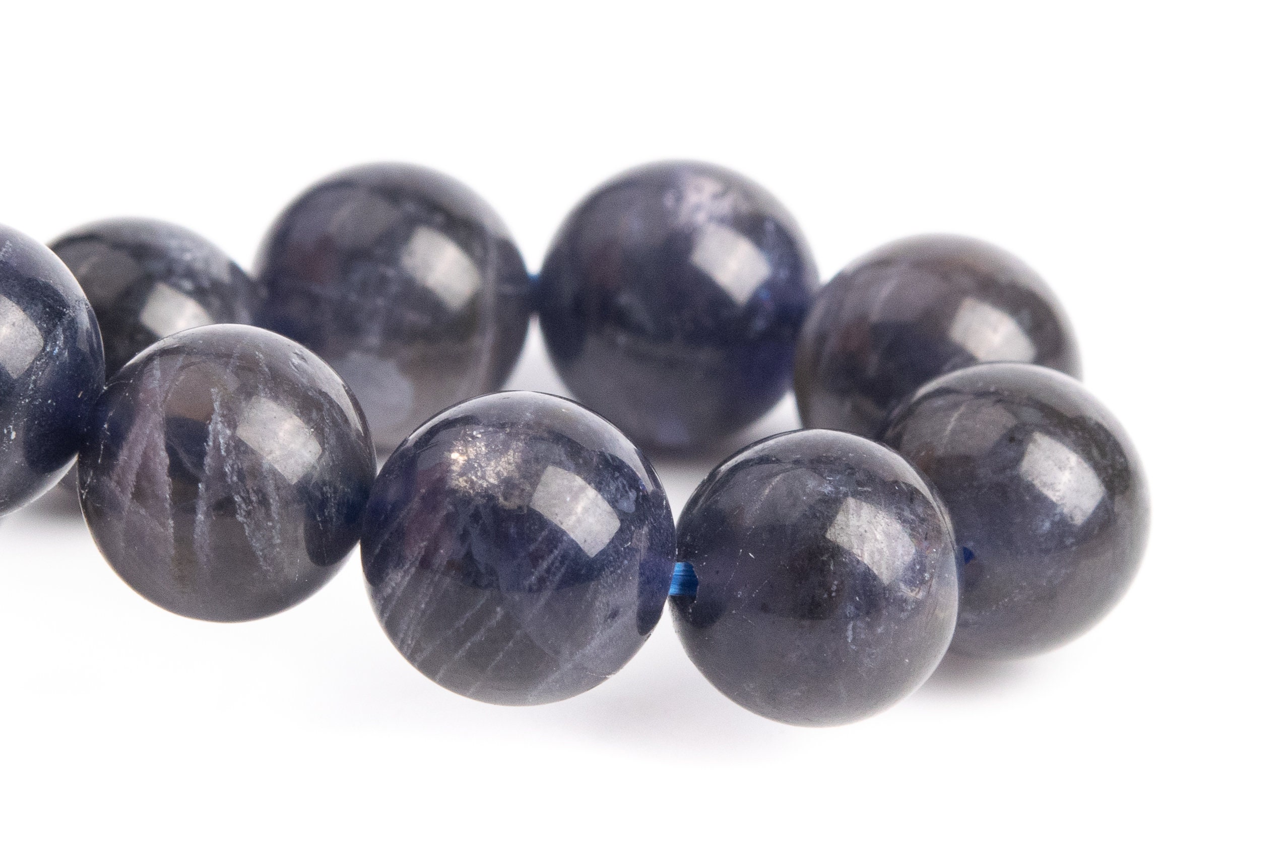8-9mm Iolite Beads Deep Gray Purple Bracelet Grade Aa+ Genuine Natural Round Gemstone 7" (121286h-3685)