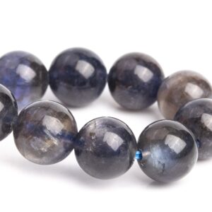8-9MM Iolite Beads Deep Gray Blue Bracelet Grade AAA Genuine Natural Round Gemstone 6" (121199h-3104)