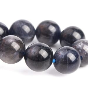 8MM Iolite Beads Black Purple Bracelet Grade AA+ Genuine Natural Round Gemstone 7" (121278h-3450)