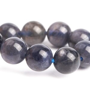8MM Iolite Beads Deep Gray Purple Bracelet Grade AA+ Genuine Natural Round Gemstone 7" (121275h-3450)