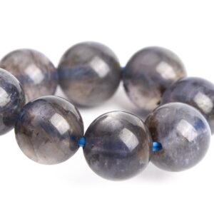 8MM Iolite Beads Gray Purple Bracelet Grade AA+ Genuine Natural Round Gemstone 7" (121272h-3450)