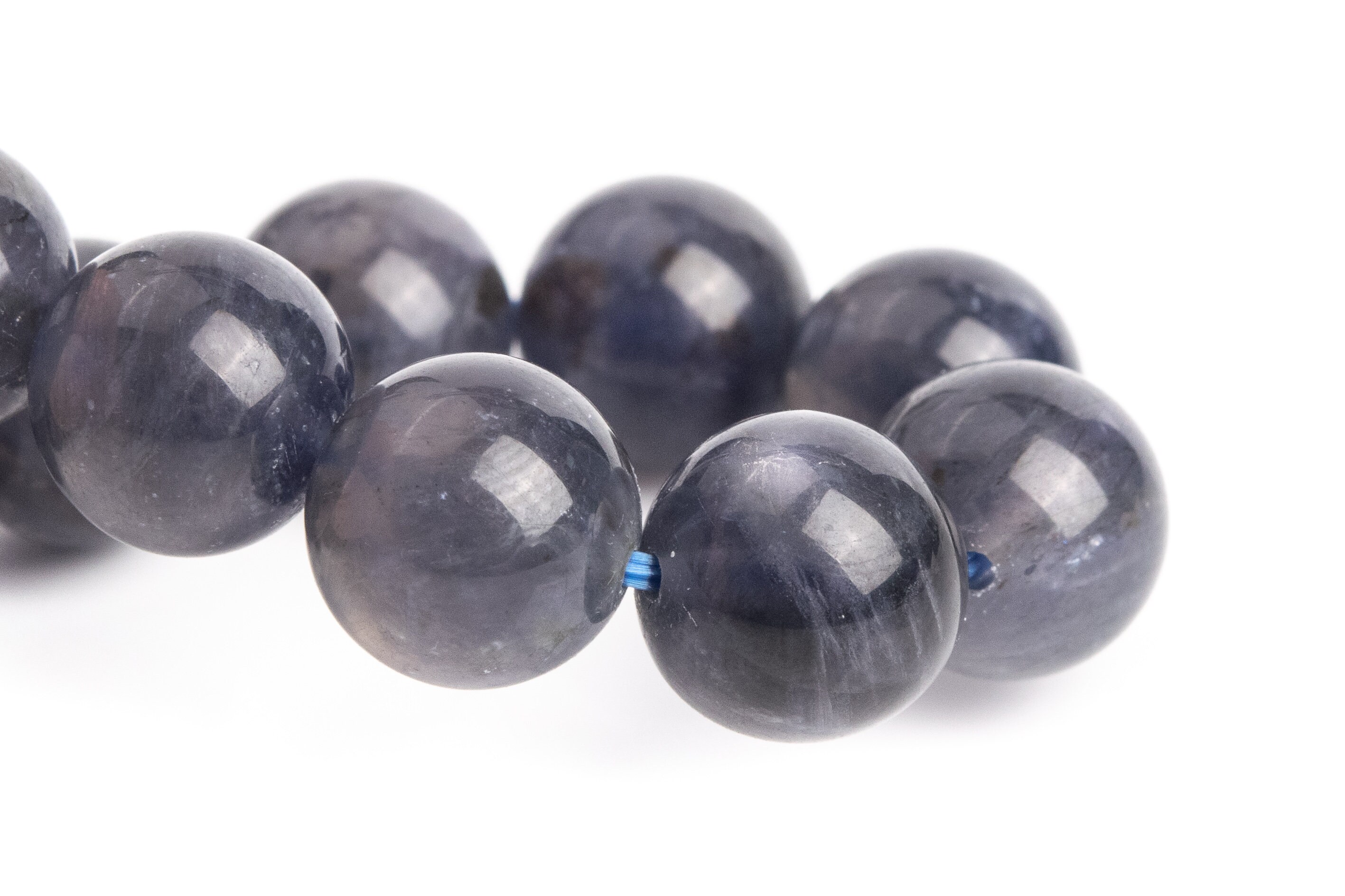 9-10mm Iolite Beads Deep Gray Purple Bracelet Grade Aa+ Genuine Natural Round Gemstone 7" (121219h-3107)