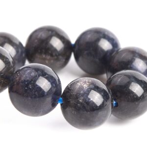 9-10MM Iolite Beads Black Purple Bracelet Grade AAA Genuine Natural Round Gemstone 8" (121300h-3686)