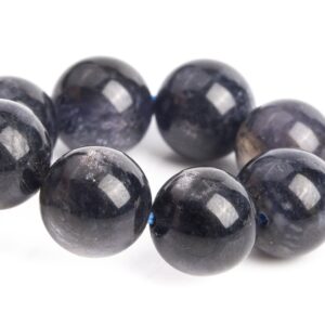 9-10MM Iolite Beads Black Purple Bracelet Grade AAA Genuine Natural Round Gemstone 7" (121222h-3107)