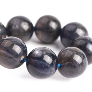9-10MM Iolite Beads Black Purple Bracelet Grade AA Genuine Natural Round Gemstone 8" (121302h-3686)