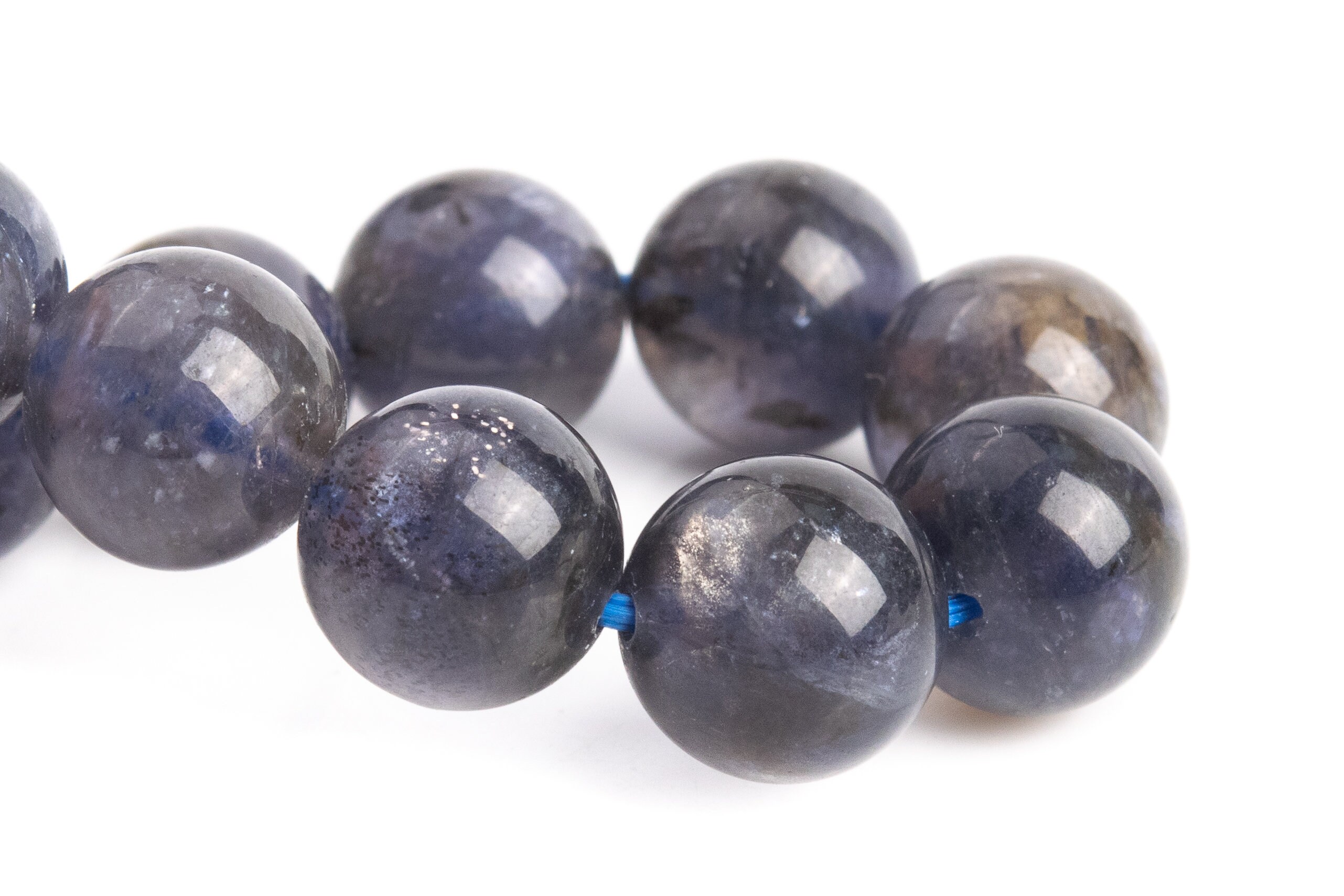 9-10mm Iolite Beads Gary Purple Bracelet Grade Aa Genuine Natural Round Gemstone 8" (121299h-3686)