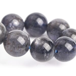 9-10MM Iolite Beads Deep Gray Purple Bracelet Grade AA+ Genuine Natural Round Gemstone 7" (121217h-3107)